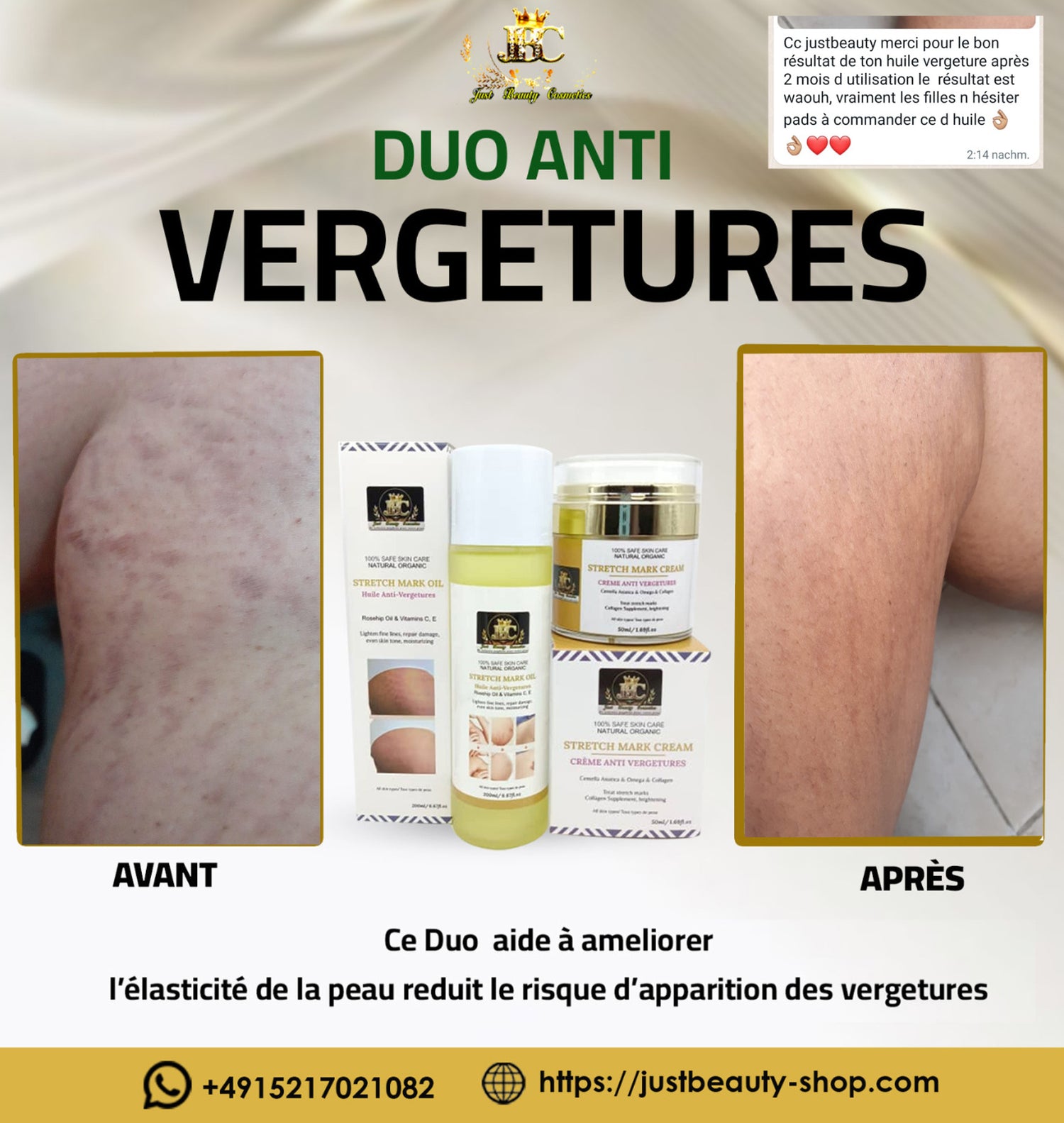 DUO CREME ET HUILE ANTIVERGETURES