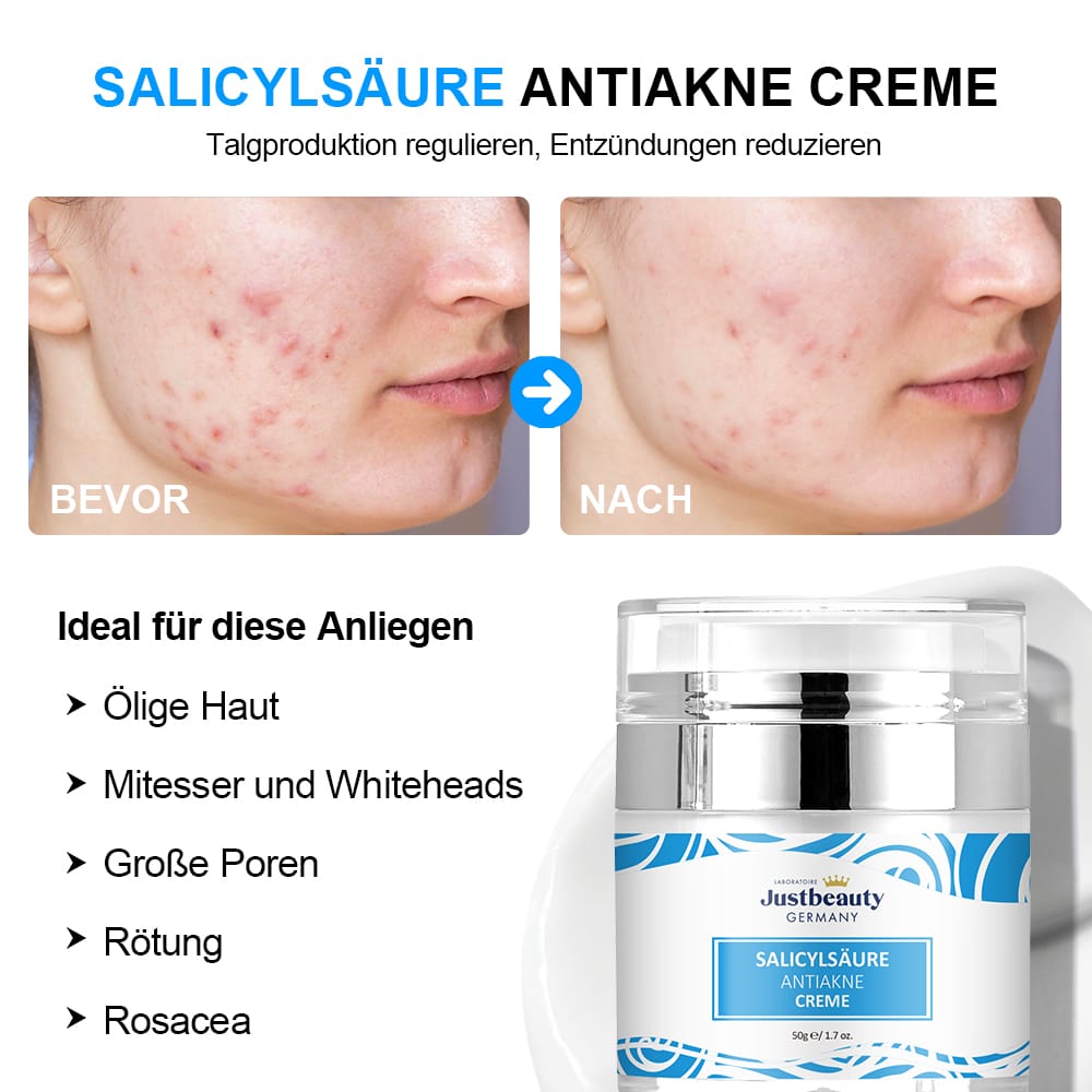 PURE SKIN SOLUTION – Crème Visage à l’Acide Salicylique (Anti-Taches & Anti-Imperfections) 50ML