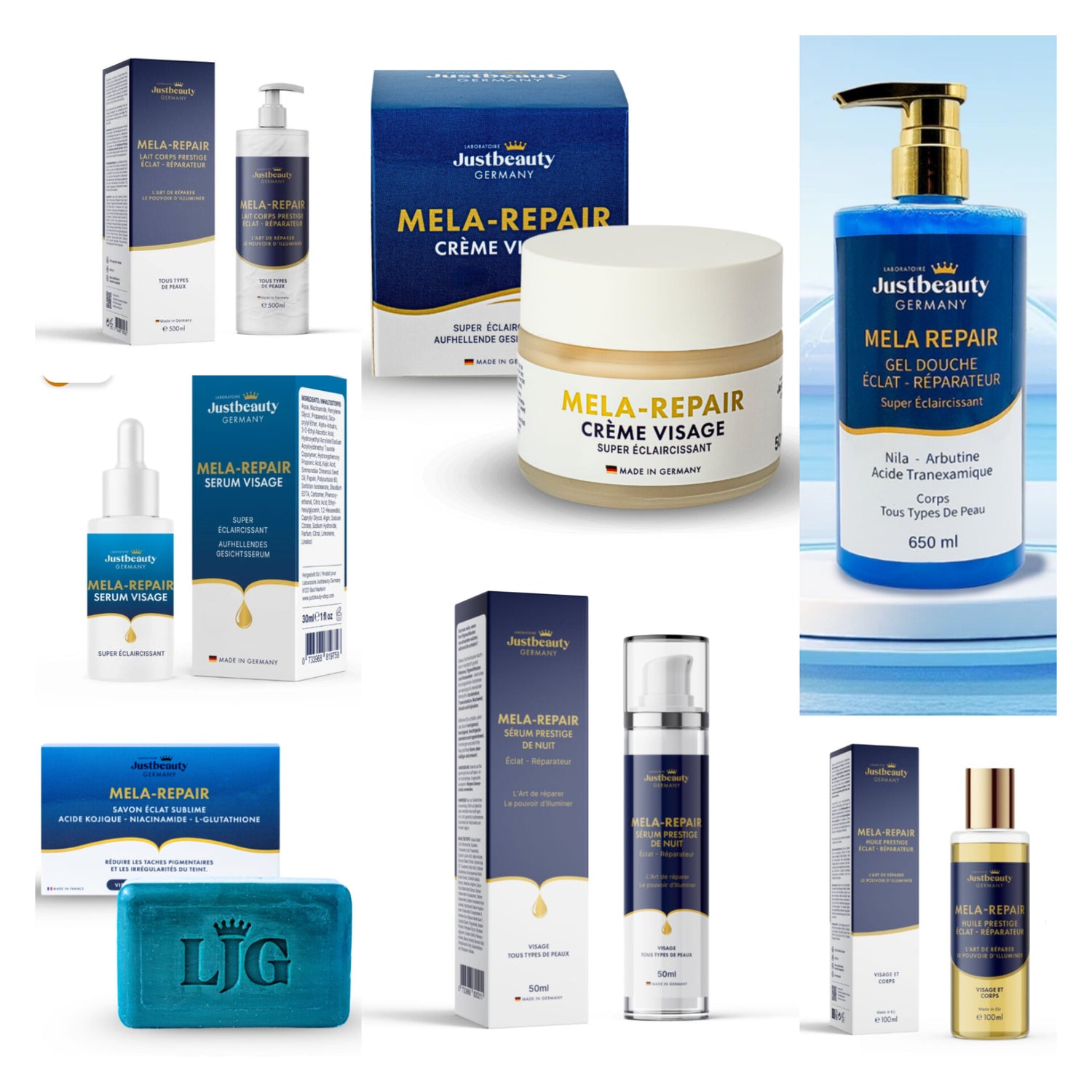 MELA REPAIR – RÉPARATRICE ANTI-TACHES ÉCLAT, UNIFORMITÉ & RÉGÉNÉRATION – COFFRET 7 PCS