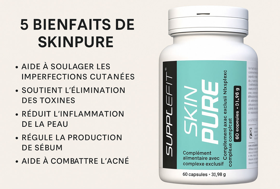 SKIN PURE – Bye Bye l’Acné, Bonjour l’Éclat ! 60 Gelules Made in Italy